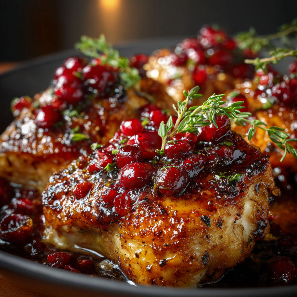 A delicious Honey Cranberry Chicken Bake is ready to be served.