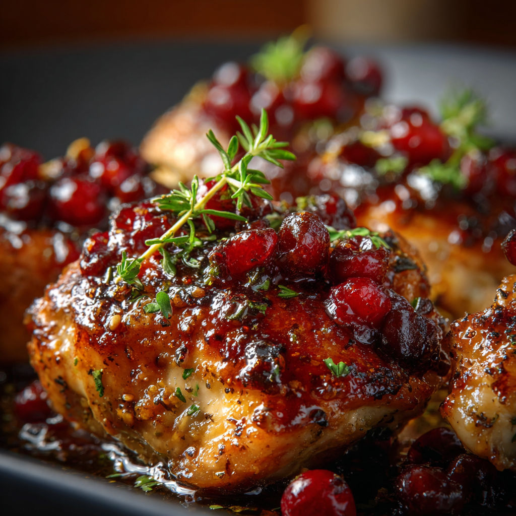 A delicious Honey Cranberry Chicken Bake is served on a plate.