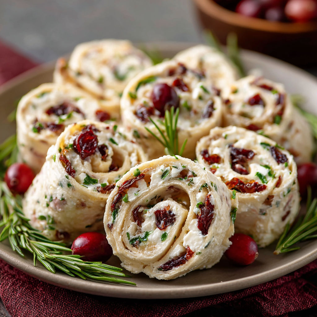A plate of food with a recipe name of "Cranberry Rolls" is displayed.