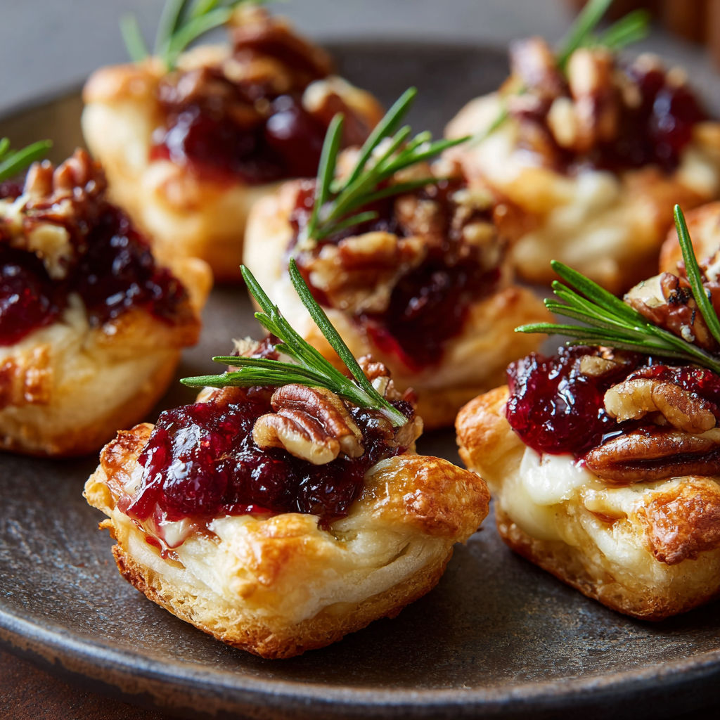A plate of miniature pies filled with fruit and nuts.