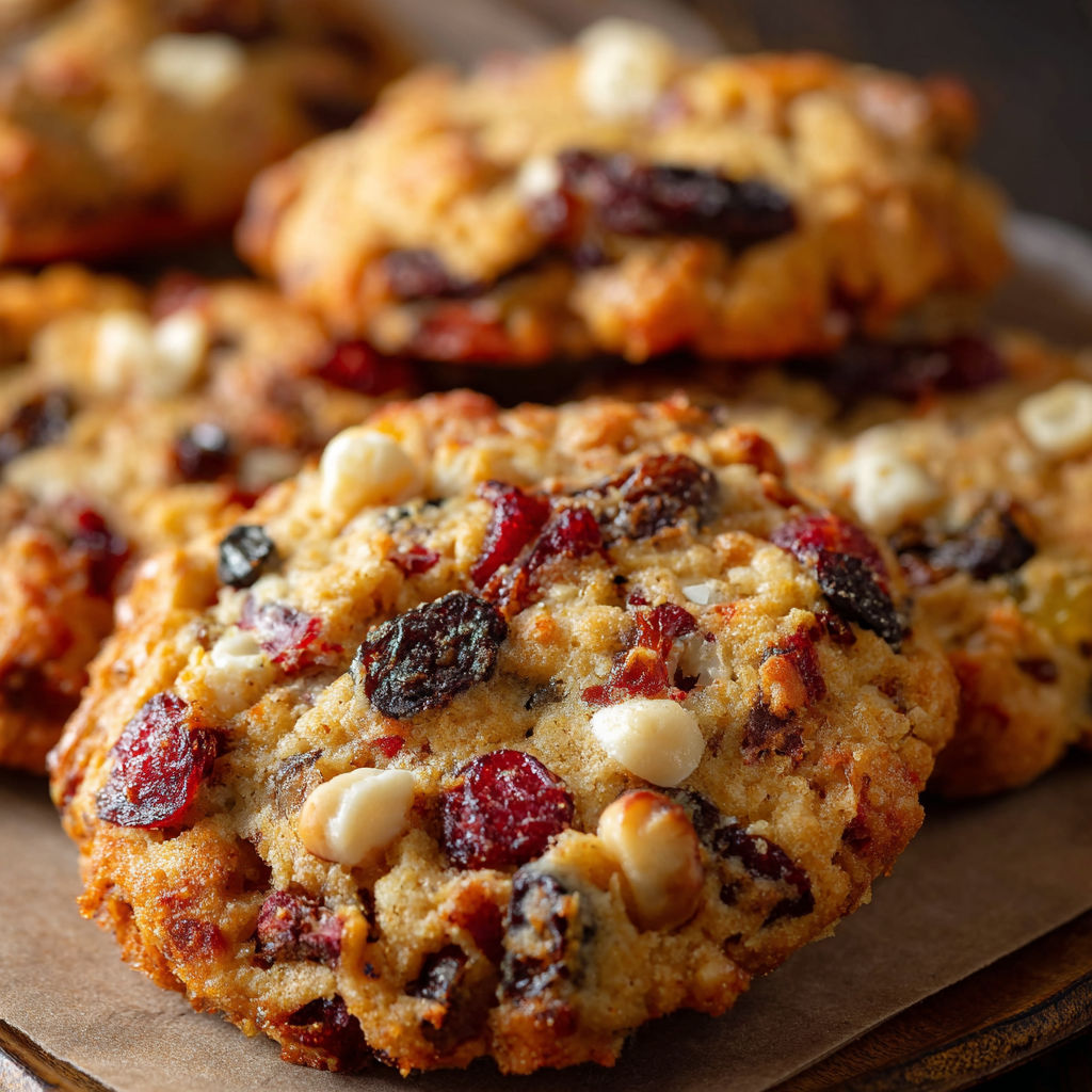A plate of cookies with various toppings, including chocolate chips, nuts, and marshmallows.