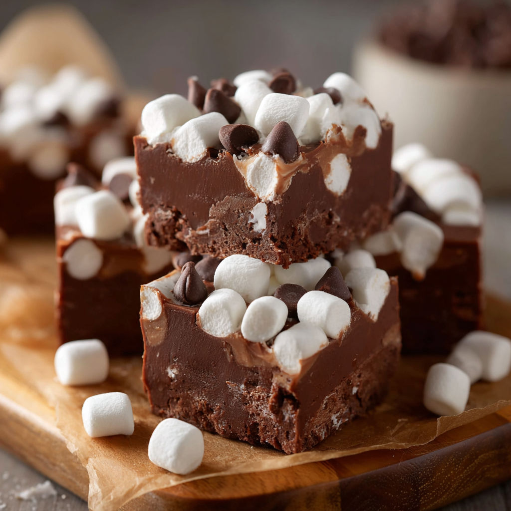 A delicious dessert made with chocolate and marshmallows.