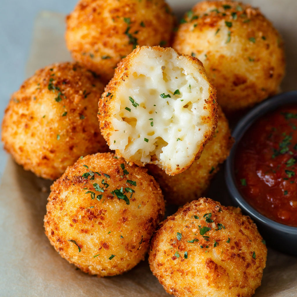 A bowl of cheese-filled breadsticks with a dipping sauce.