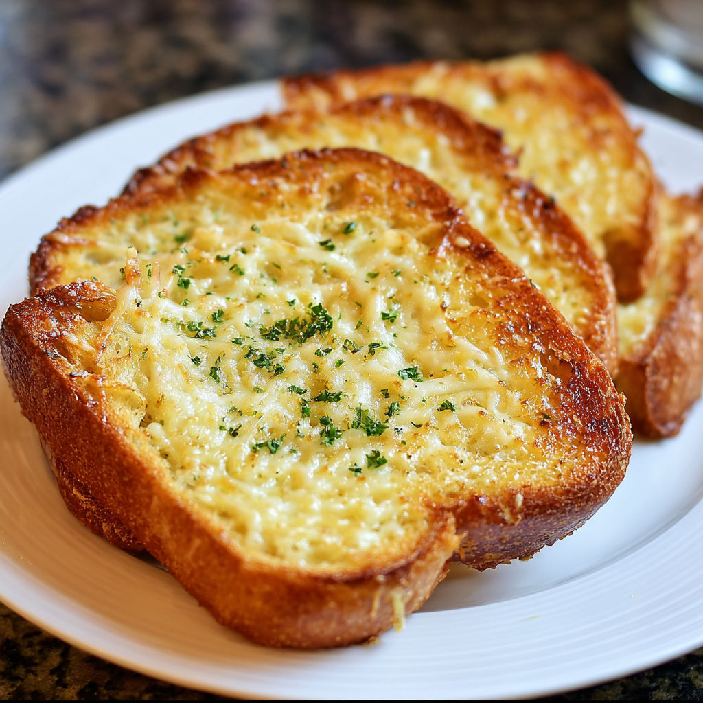 A white plate with two pieces of toast with cheese and herbs on top.