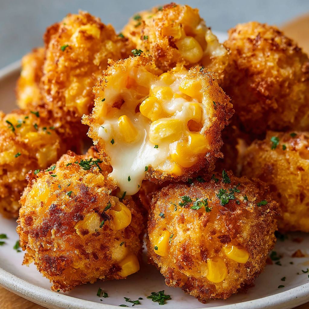 A plate of Crispy Corn Cheese Bites, a delicious and indulgent snack.