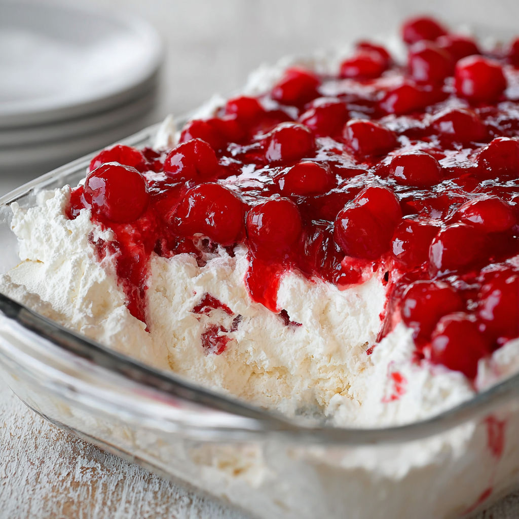 A bowl of cranberry cheesecake with a white plate nearby.