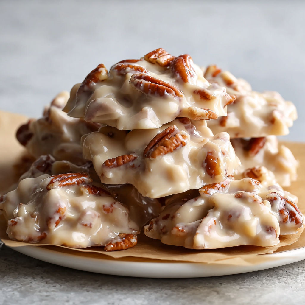 A stack of pecan-filled pastries on a plate.