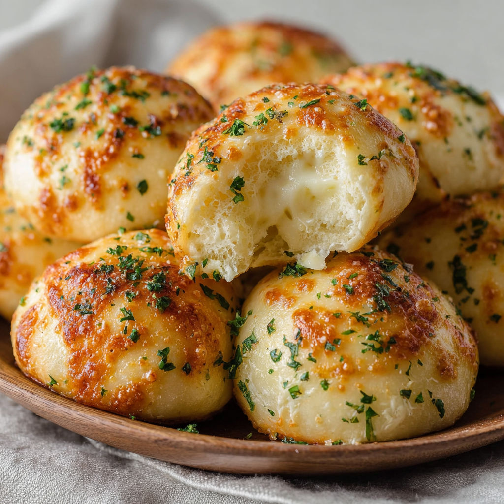 A plate of cheese-filled breadsticks with parsley garnish.