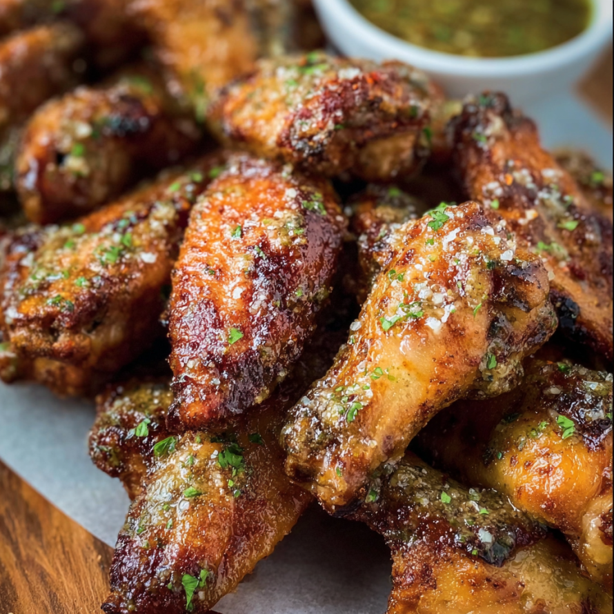 A plate of delicious Cowboy Butter Chicken Wings, ready to be enjoyed.