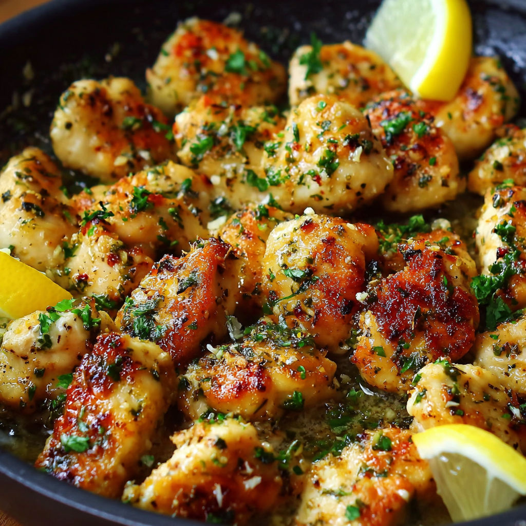 A pan of chicken with lemon and herbs, ready to be cooked.
