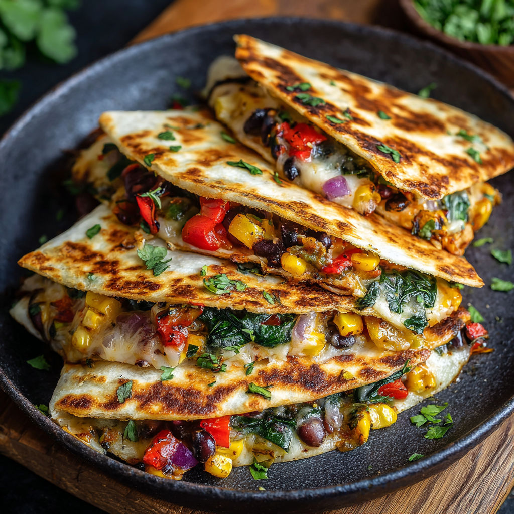 A delicious and easy veggie quesadilla recipe with melty cheese.