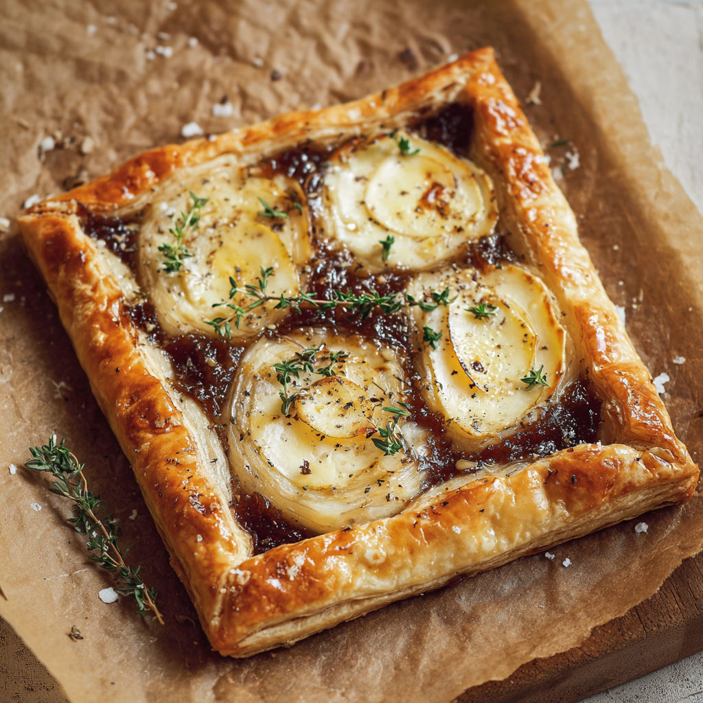A close up of a delicious looking Jammy Brie Galette.