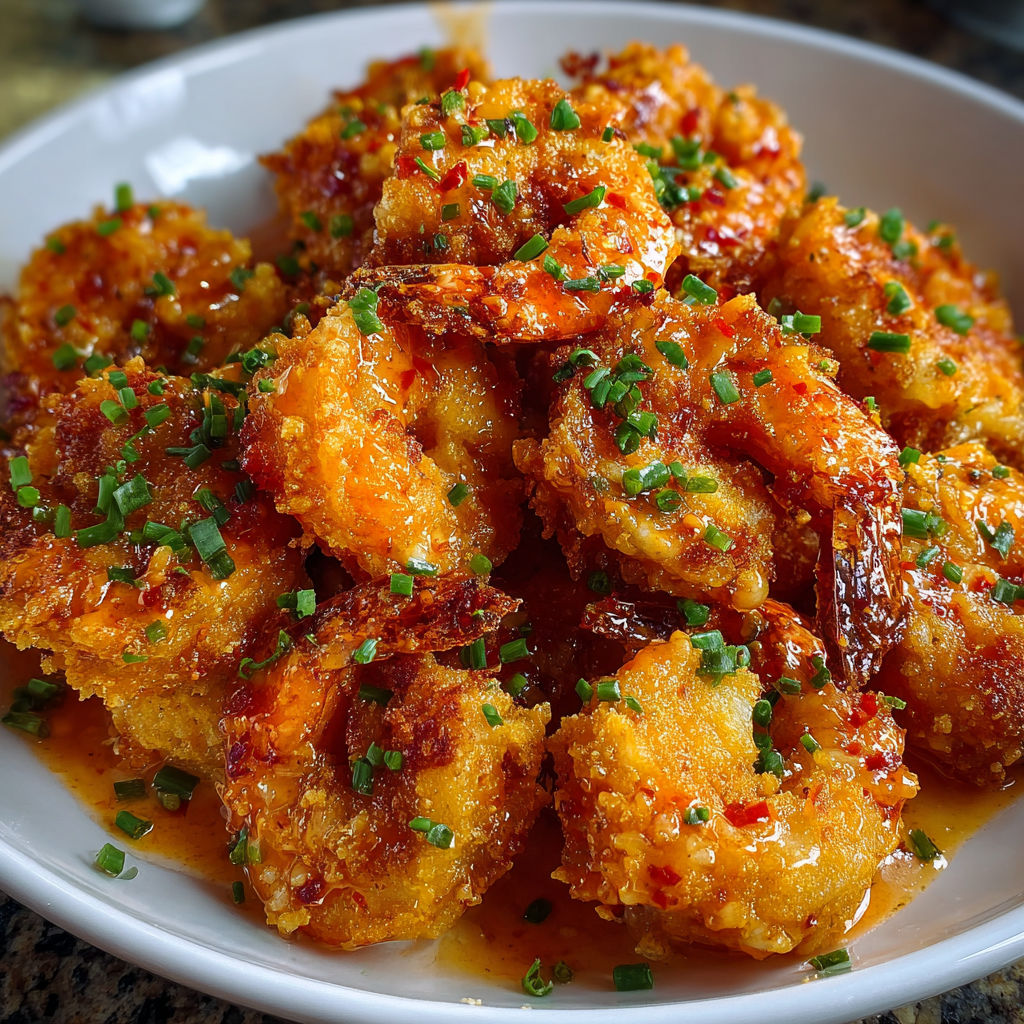 A white plate filled with shrimp and garnished with parsley.