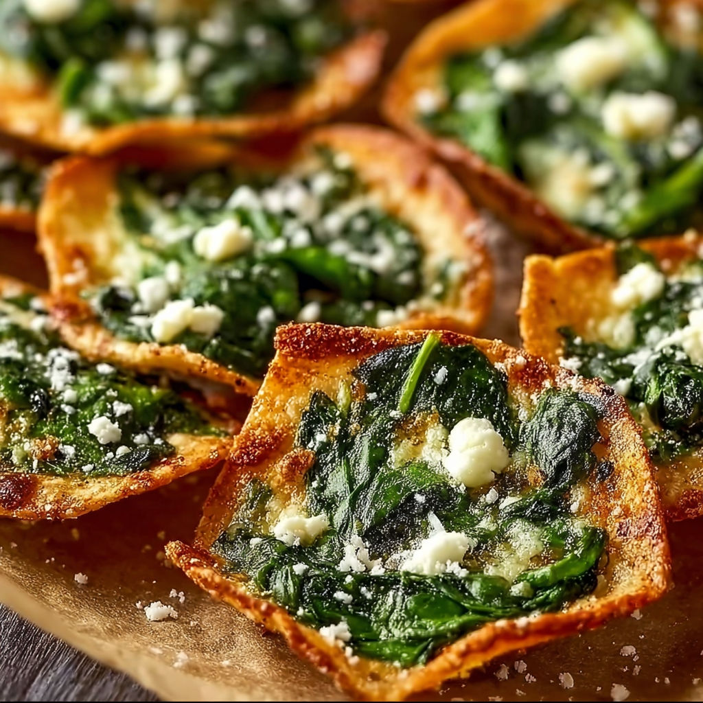 A plate of Mediterranean Spinach Feta Cheese Chips.