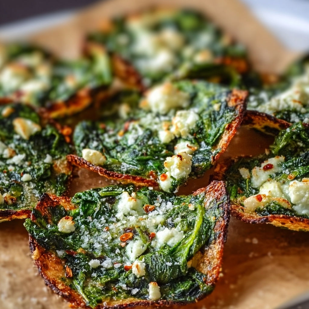A plate of delicious spinach and cheese pizza slices.