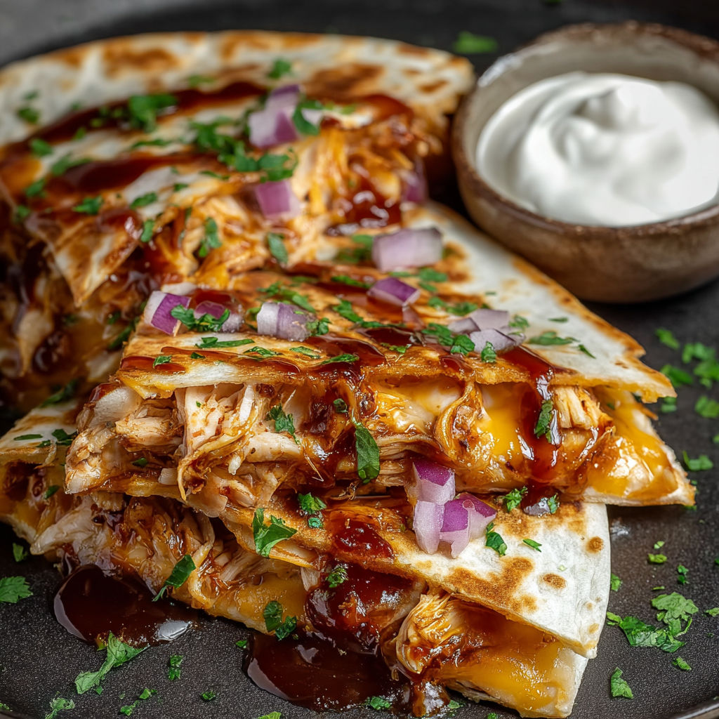 A delicious meal of chicken enchiladas with a side of sour cream.