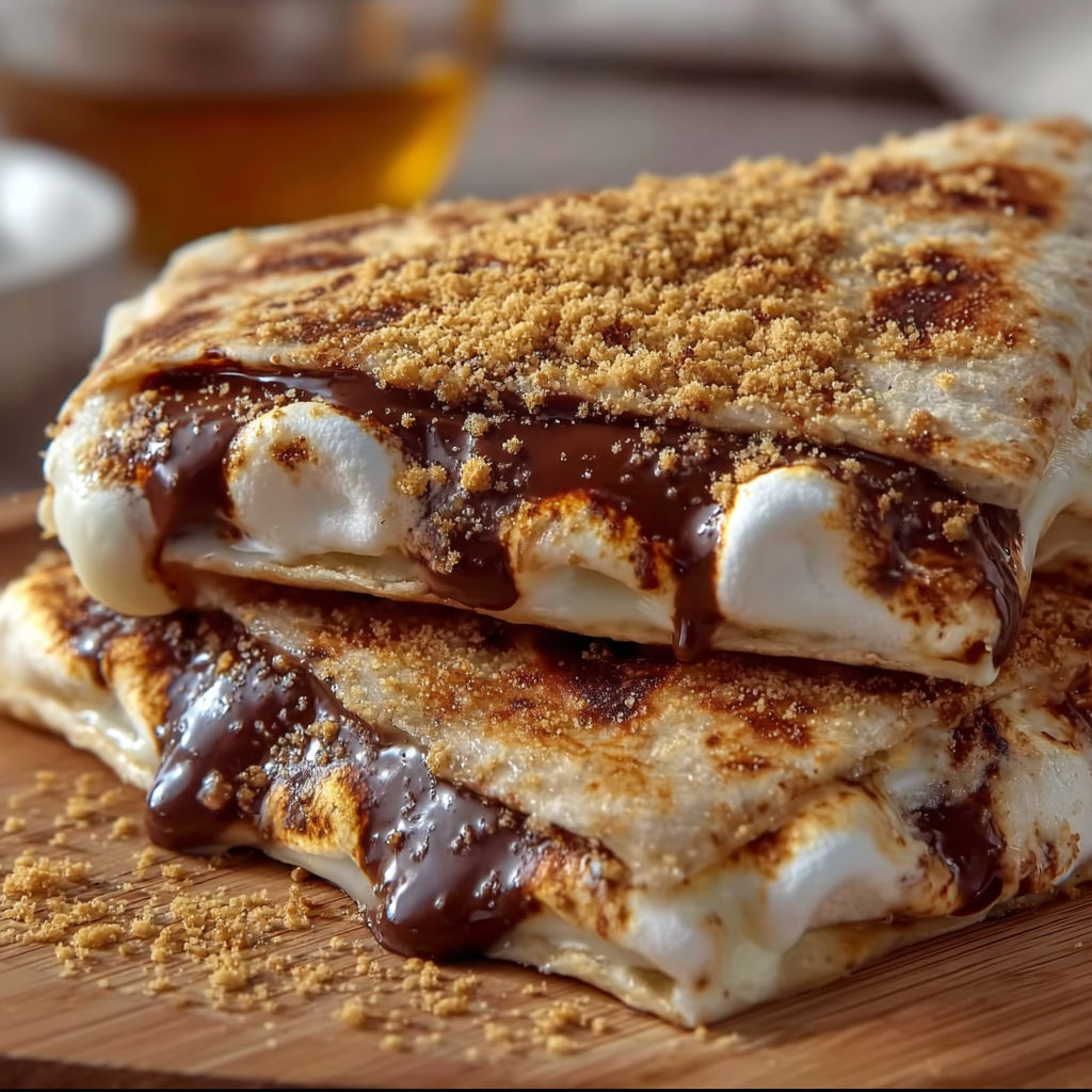 A stack of three chocolate-covered marshmallows.
