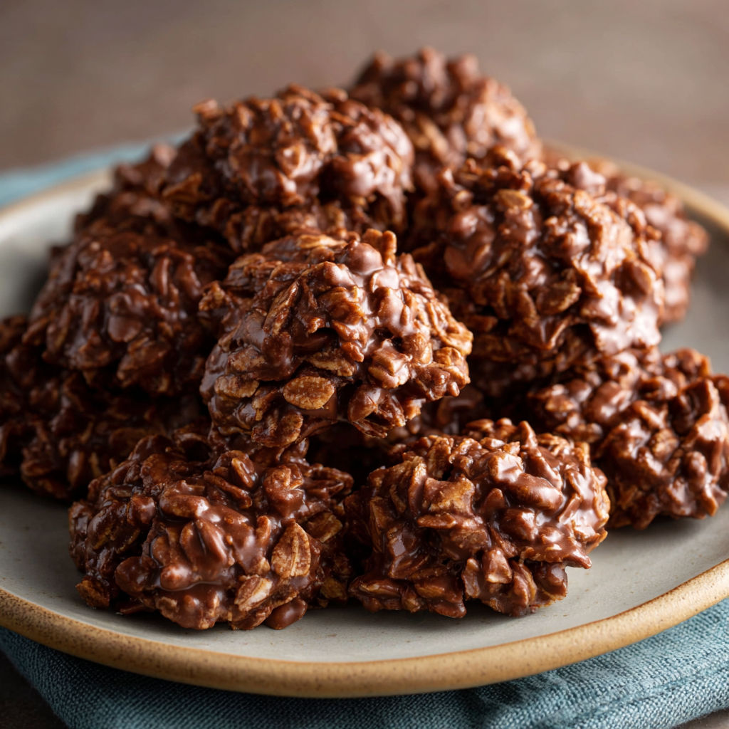 A plate of cereal treats with a brown sugar coating.