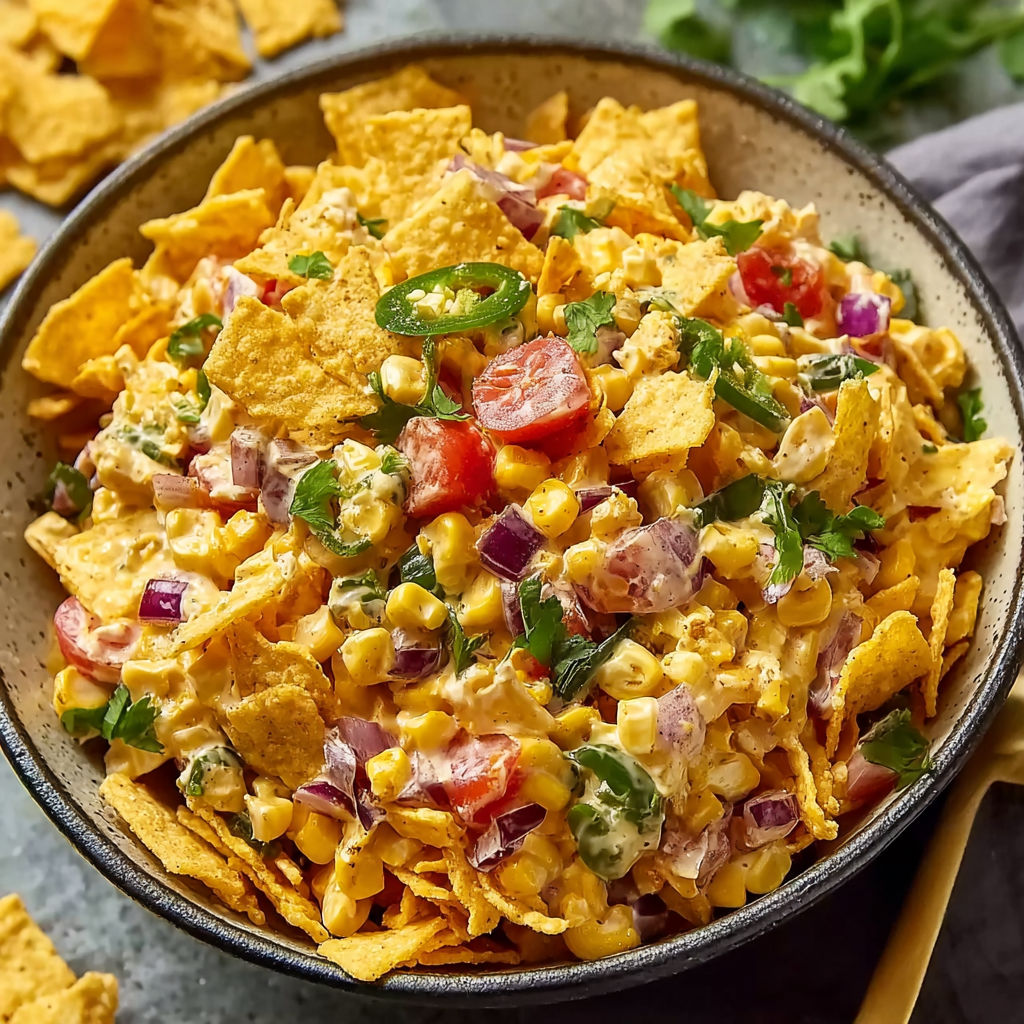 A bowl of Mexican food with a variety of ingredients, including corn, tomatoes, onions, and peppers.