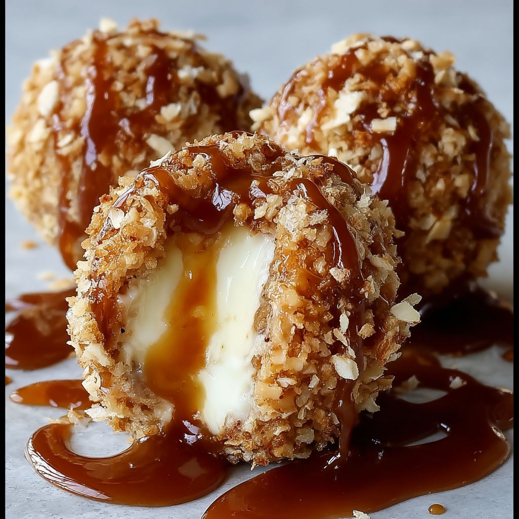 Three delicious Apple Caramel Bombs with a drizzle of caramel sauce on top.