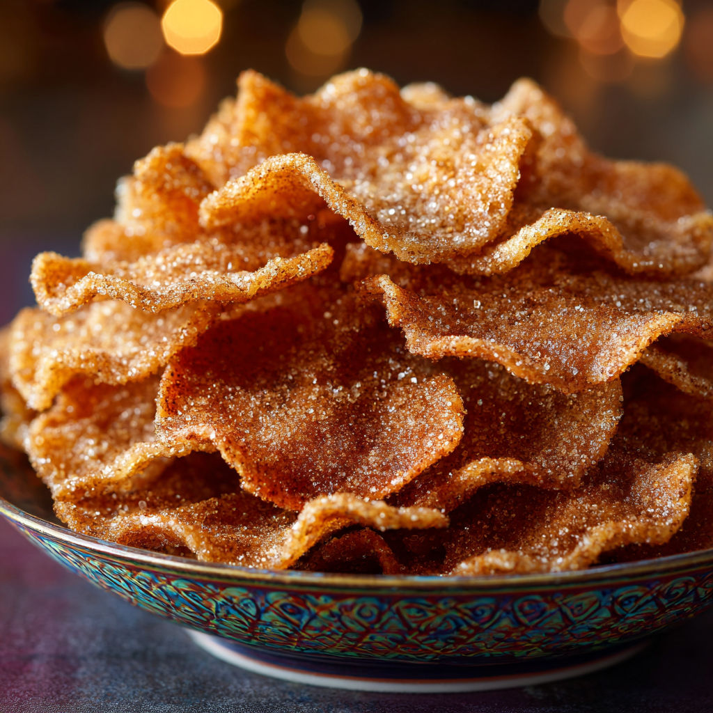 A bowl filled with cinnamon crisps, a delicious treat for Christmas Eve.