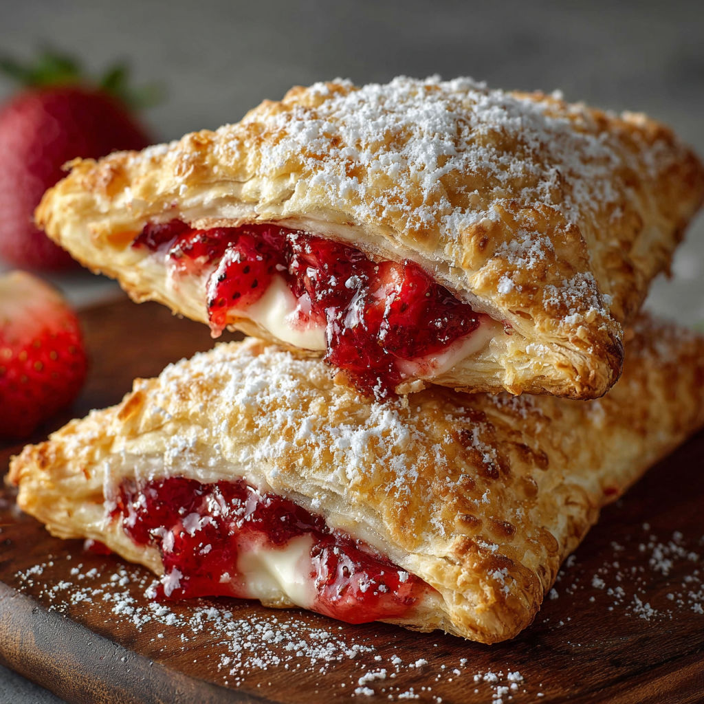 A pastry with strawberries and whipped cream on top.
