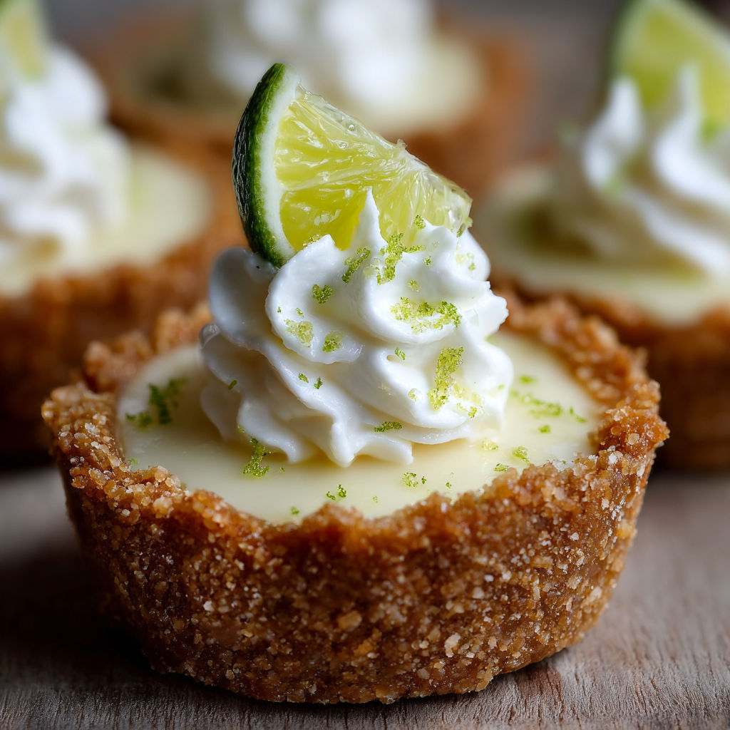 A close-up of a delicious key lime pie with whipped cream on top.