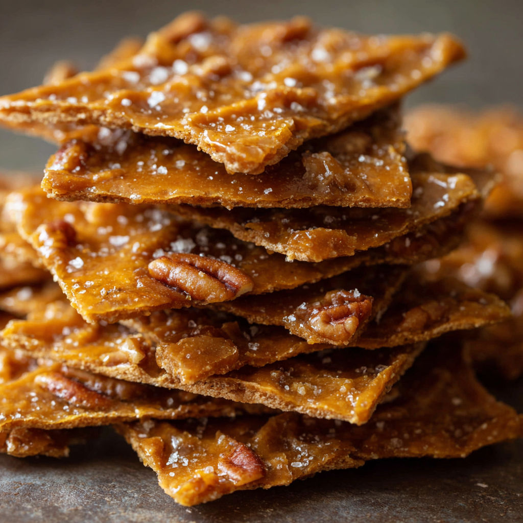 A stack of Pecan Toffee Club Crackers on a table.