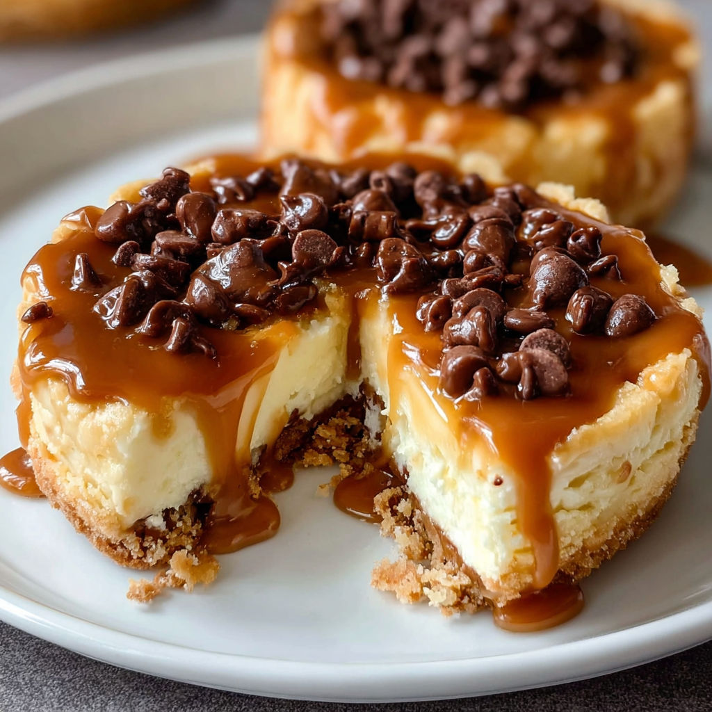 A slice of Caramel Cheesecake Cookies Salted is displayed on a white plate.