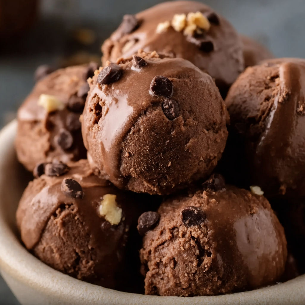 A bowl of chocolate chip ice cream with chocolate chips on top.