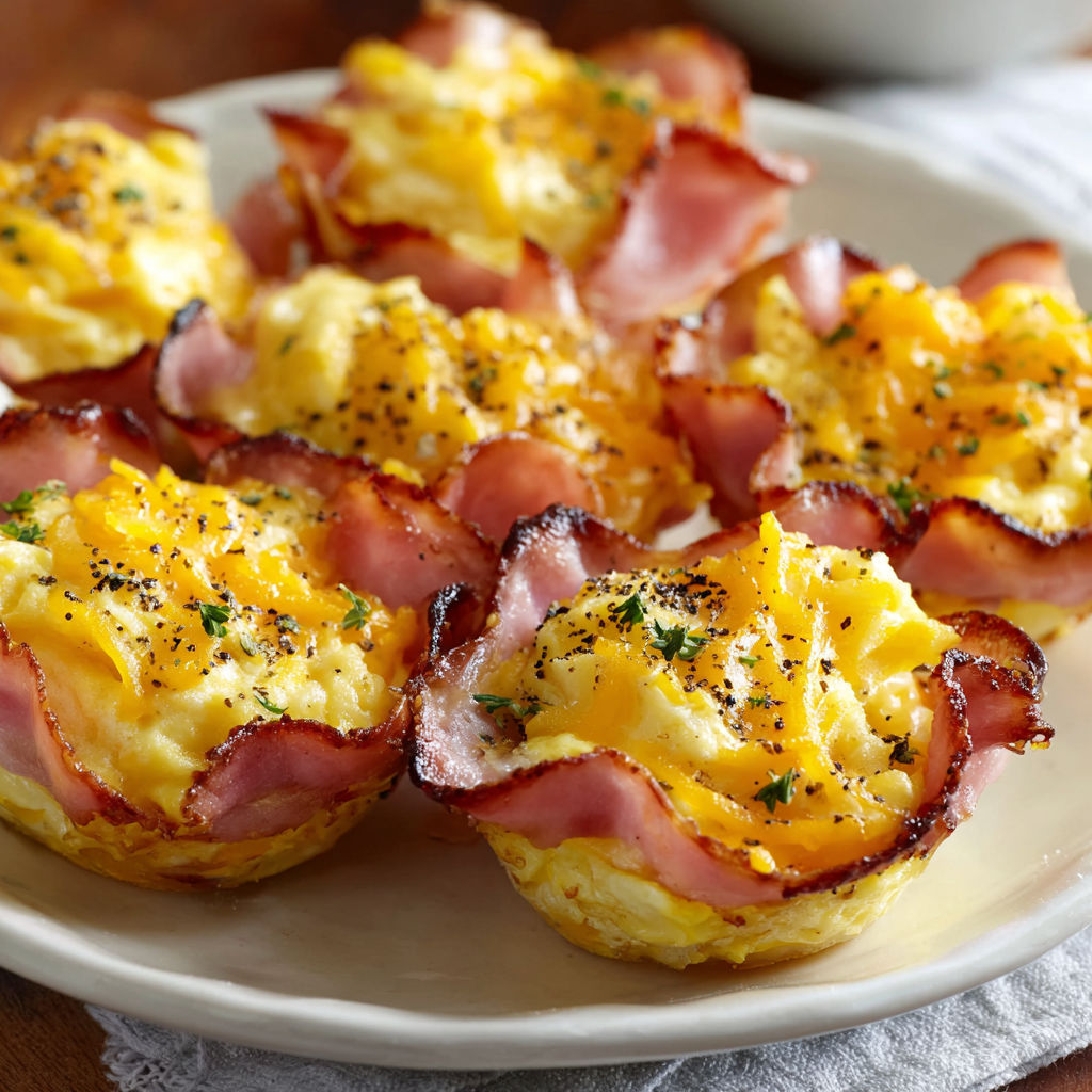 A plate of bacon and cheese stuffed eggs.