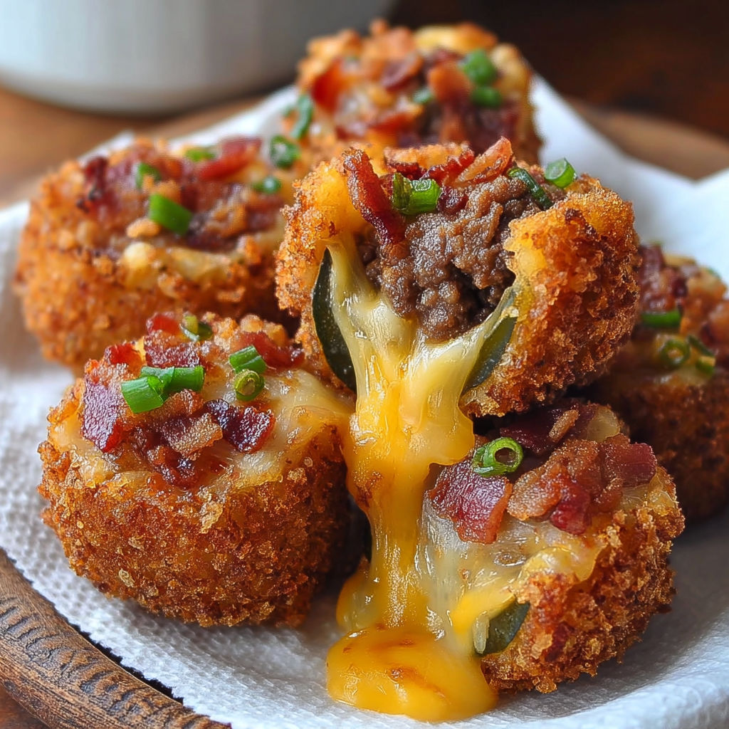 A plate of bacon and cheese bites with a white napkin underneath.