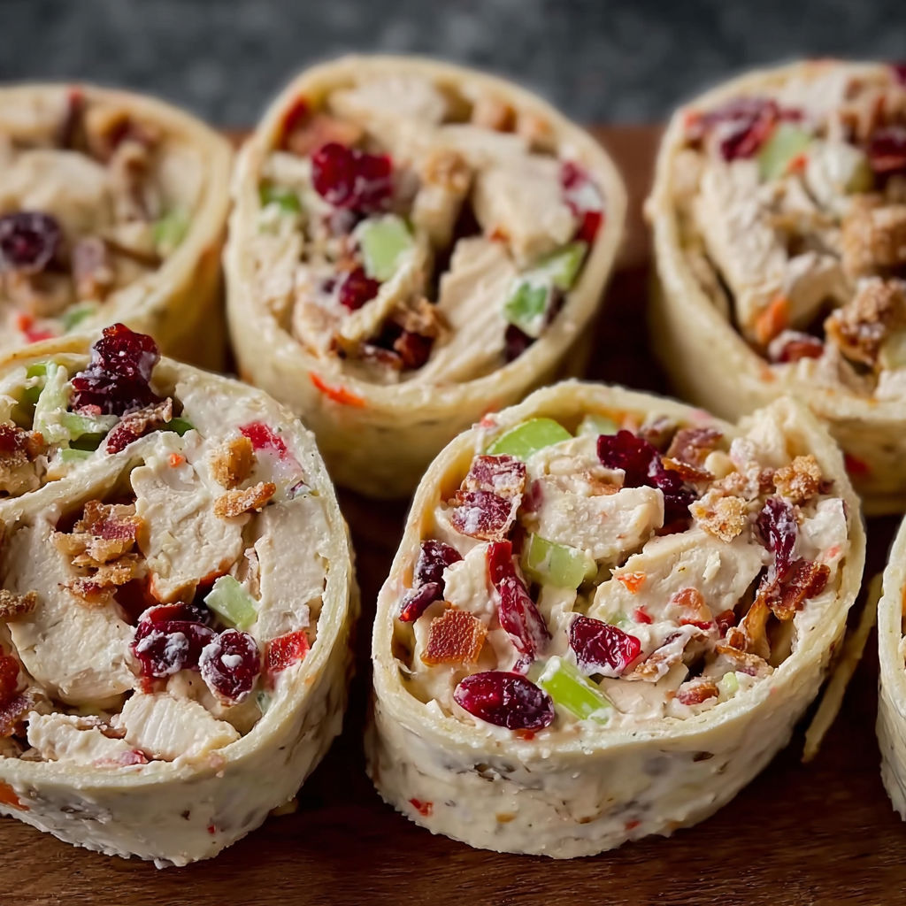 A plate of food with a variety of ingredients, including meat, vegetables, and sauce, is presented on a wooden table. The dish appears to be a delicious and appetizing meal, possibly a chicken and vegetable wrap or a similar recipe.