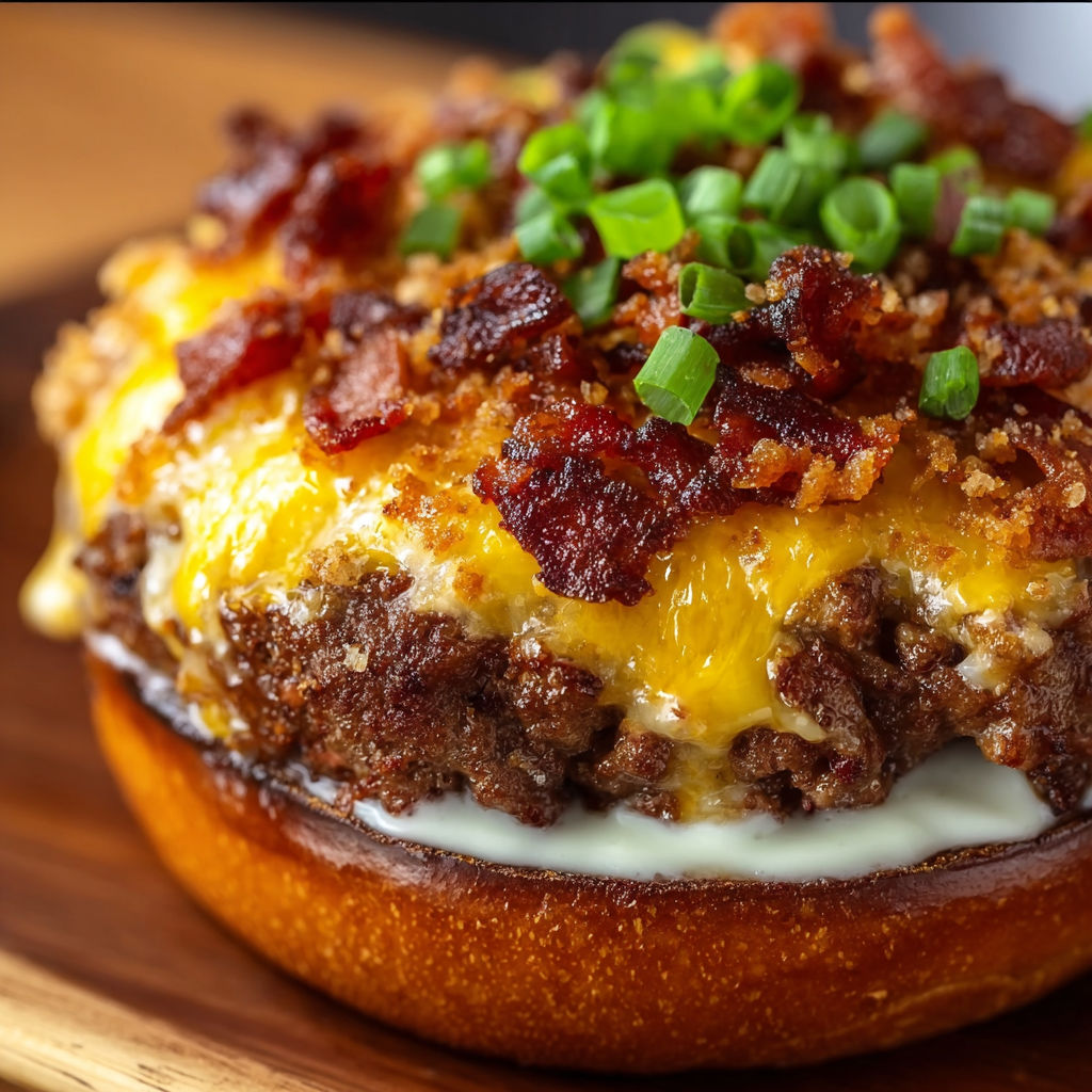 A delicious bacon cheeseburger with a side of bacon and cheese.