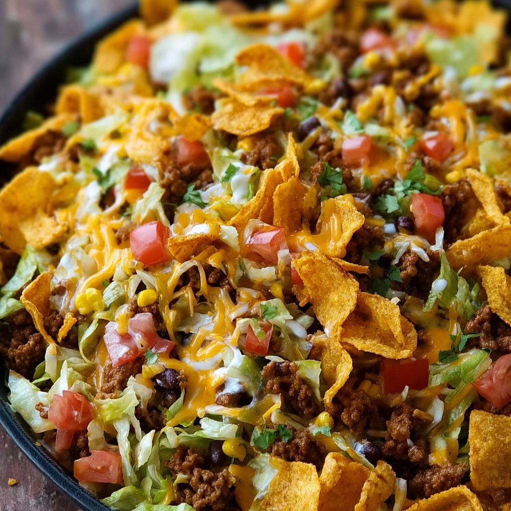 A delicious Mexican dish made with beef, tomatoes, lettuce, and cheese, served in a bowl.