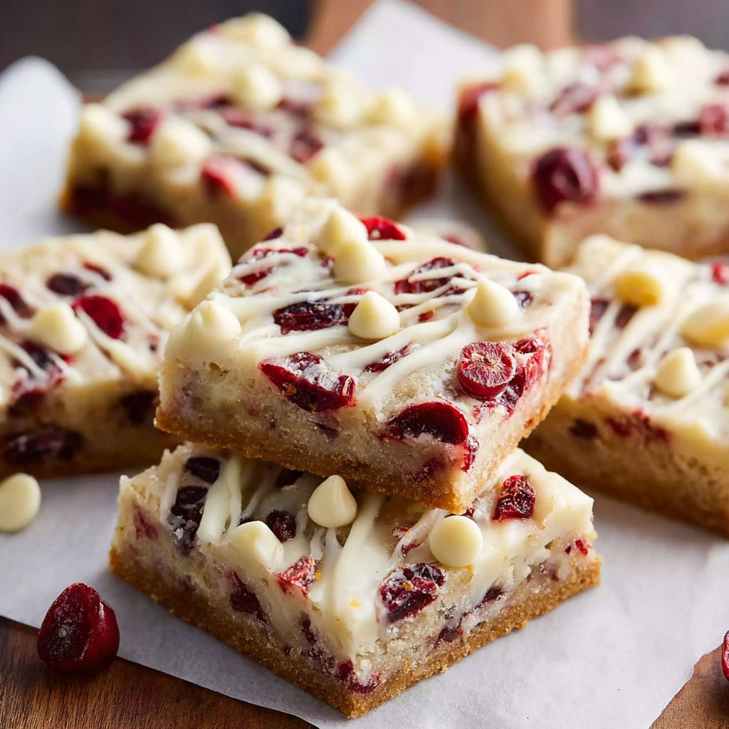 A delicious dessert made with white cake, white frosting, and red cranberries.