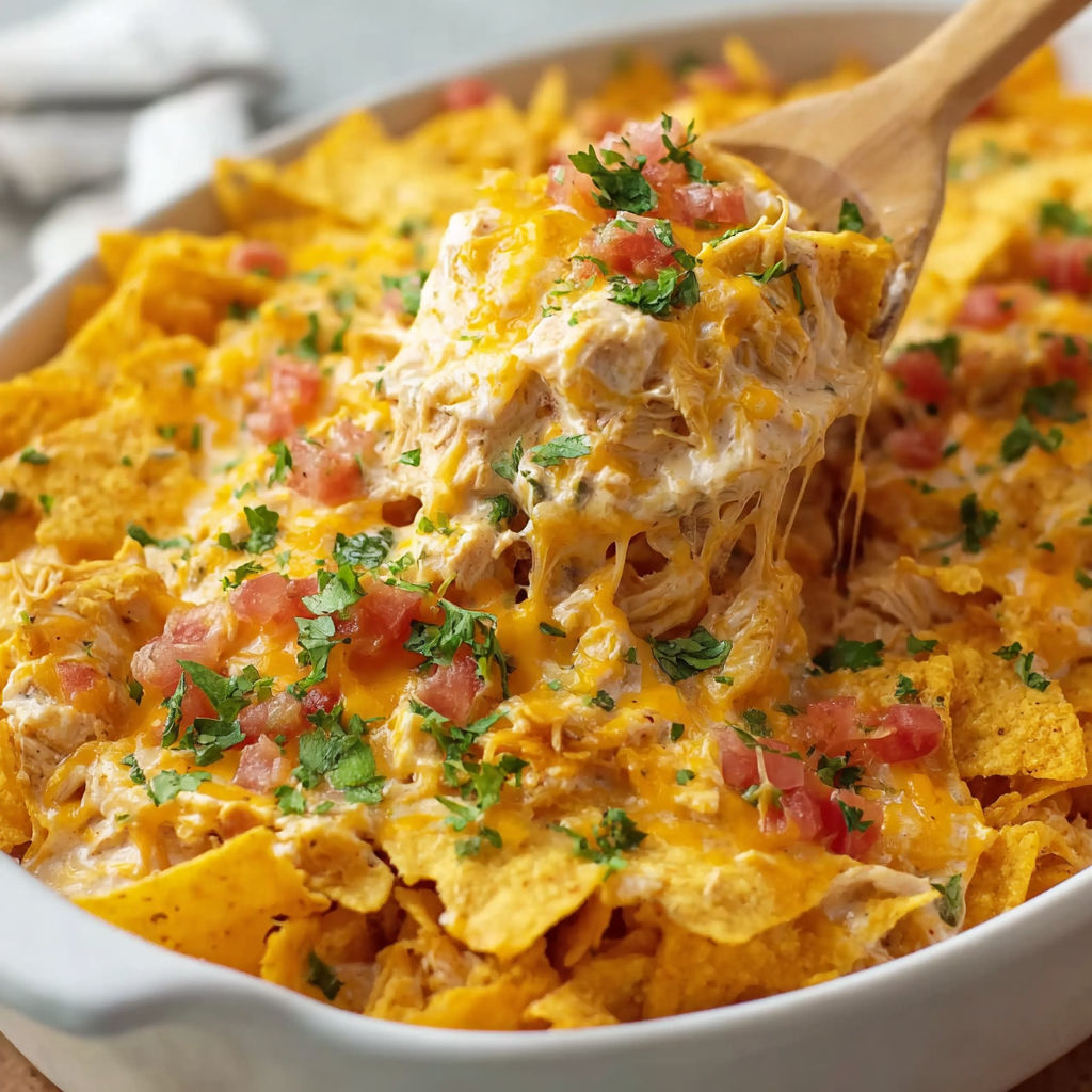 A white bowl filled with nachos and cheese.