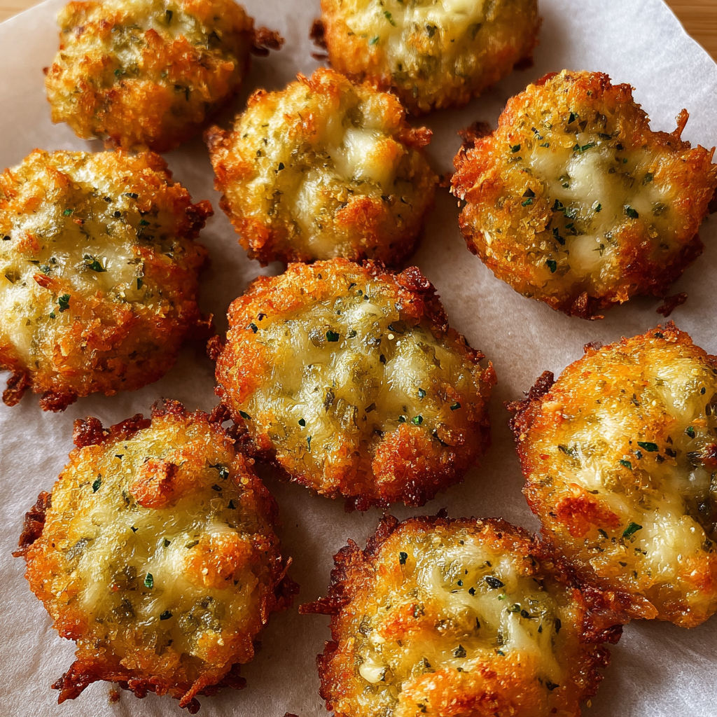 A plate of cheesy, breaded, and seasoned muffins.