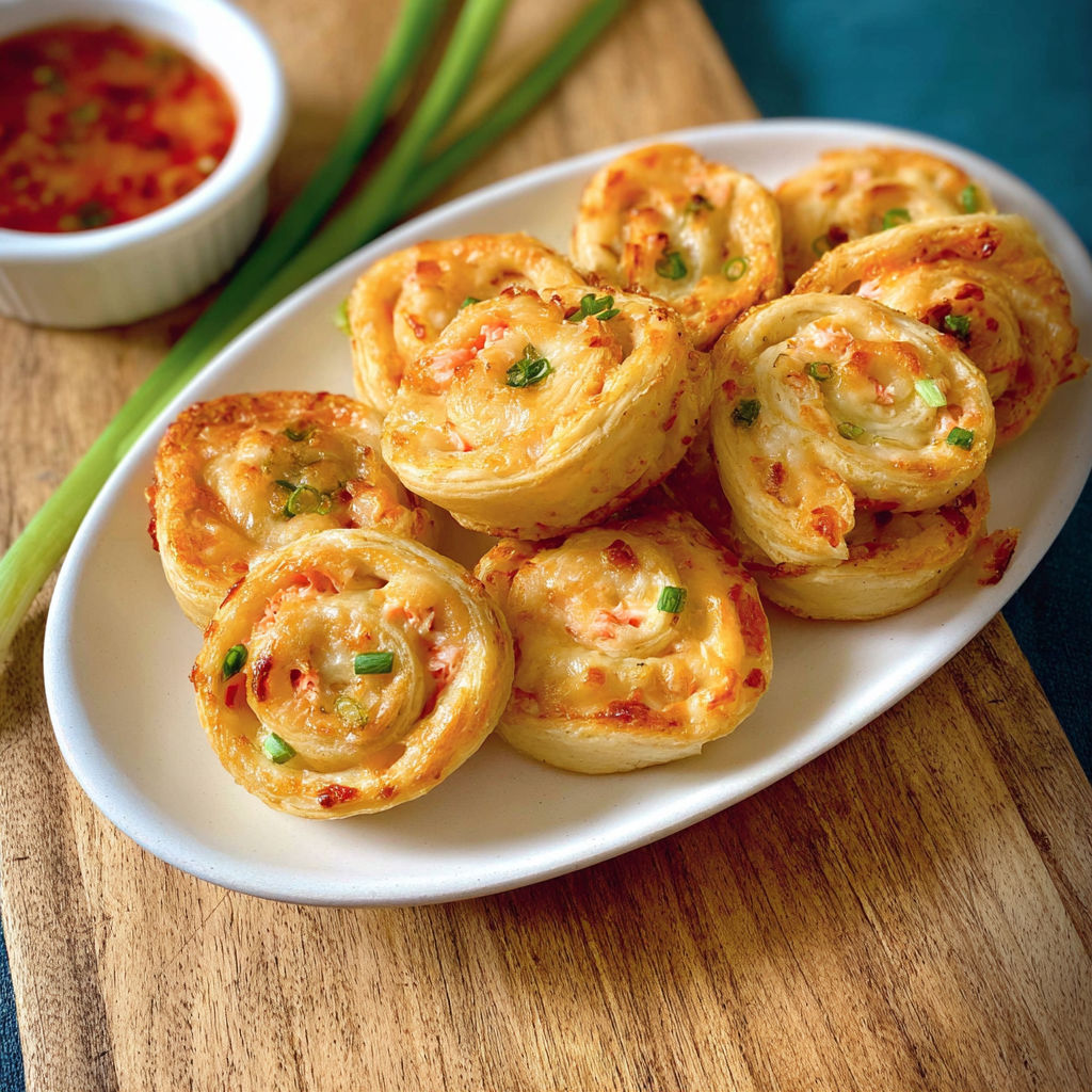 A plate of cheese and vegetable filled pastries.