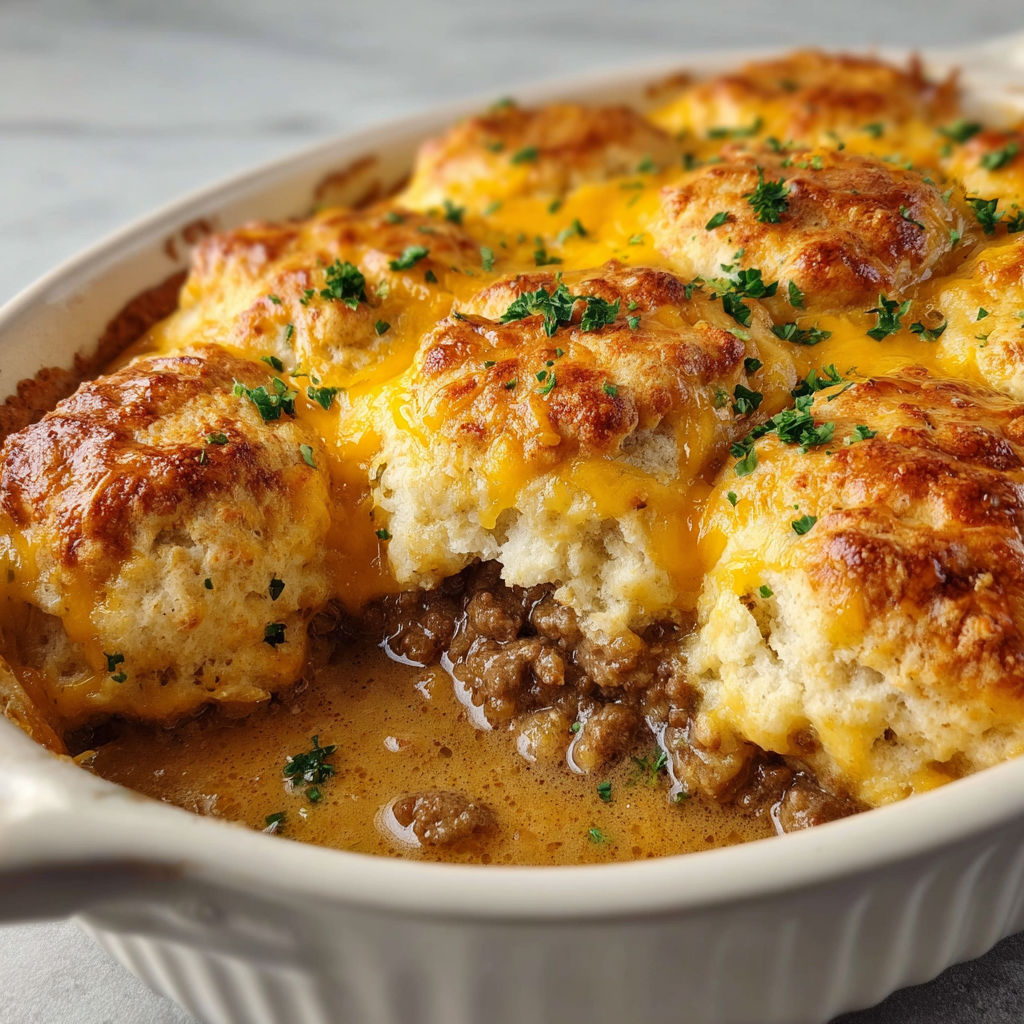 A delicious casserole dish filled with meat, cheese, and vegetables, ready to be baked.