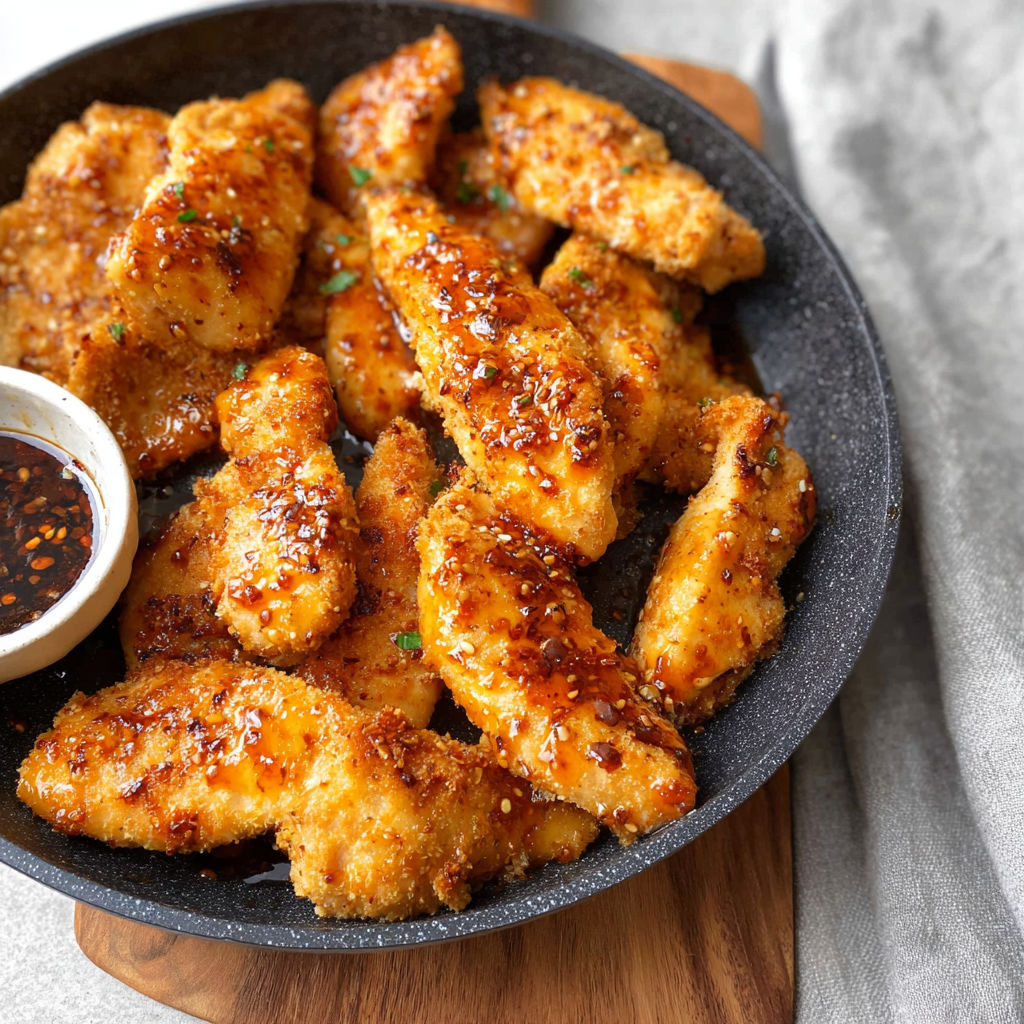 A pan of breaded chicken wings with a dipping sauce.