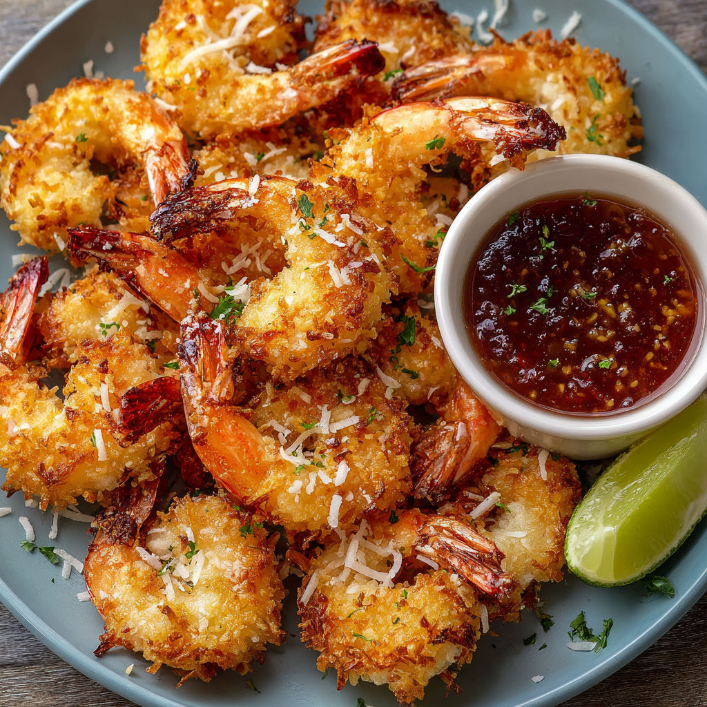 A plate of shrimp and cheese covered in a brown sauce.