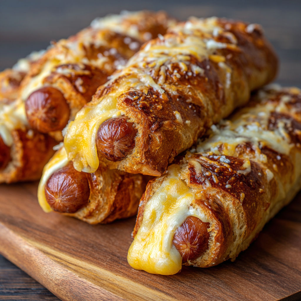 A delicious hot dog in a bun with cheese and mustard, ready to be eaten.