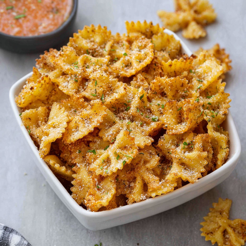 A bowl of pasta with cheese and herbs, ready to be served.