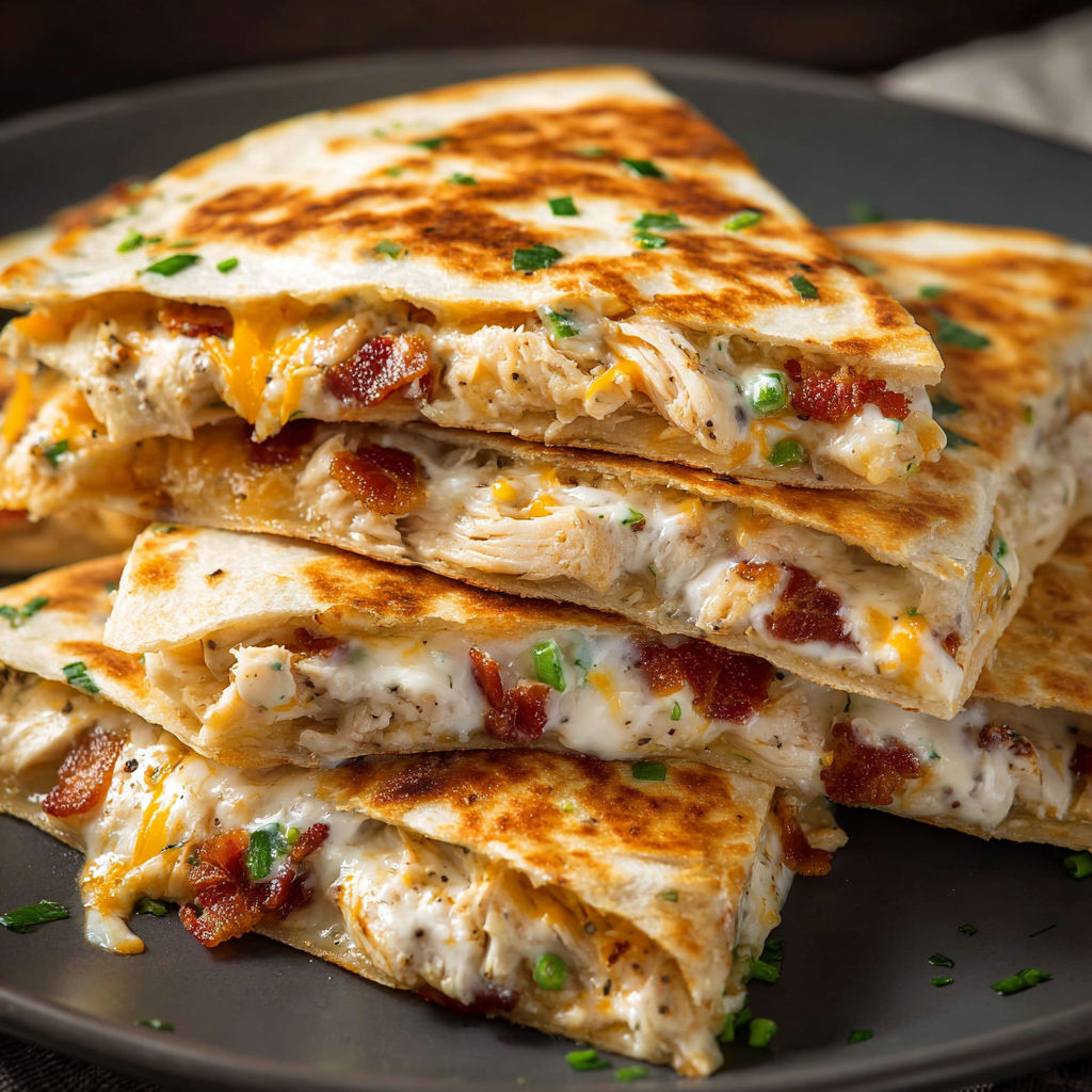 A stack of bacon and cheese sandwiches on a plate.