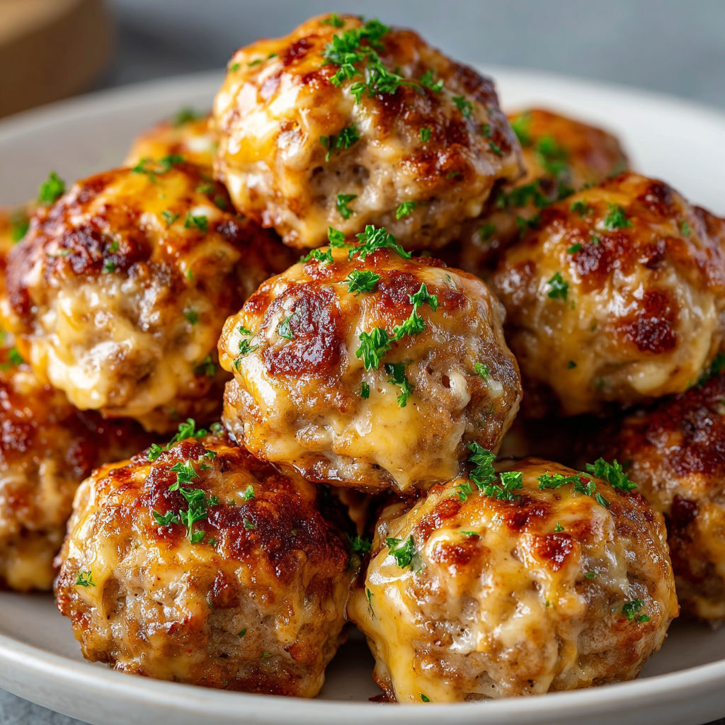 A plate of delicious Rotel Cream Cheese Sausage Balls.