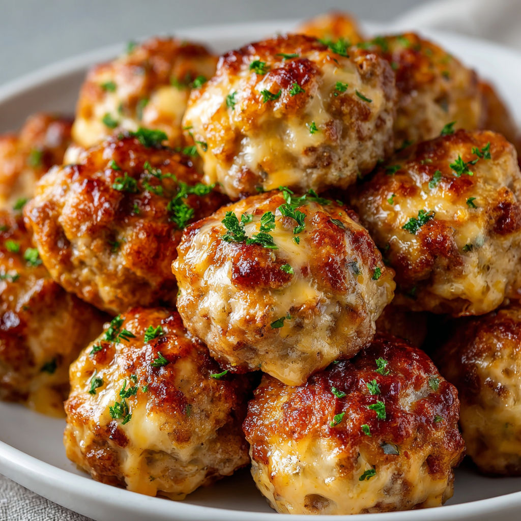 A plate of meatballs with cheese on top, ready to be cooked.