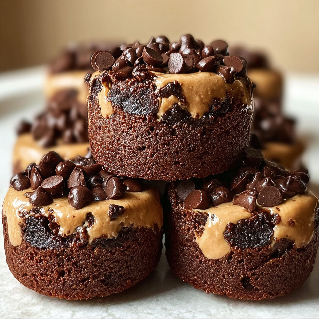 A stack of chocolate chip cookie dough brownie bites.