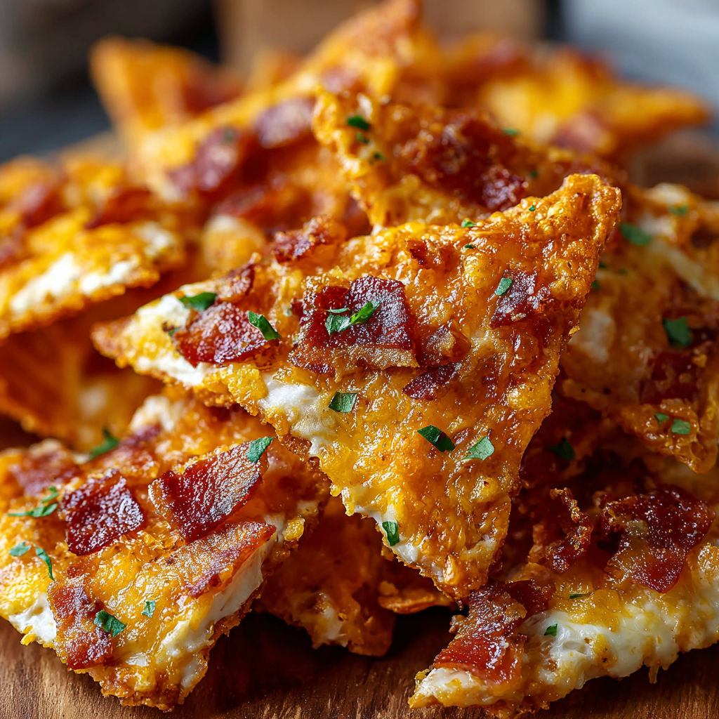 A close up of bacon and cheese bites on a wooden table.