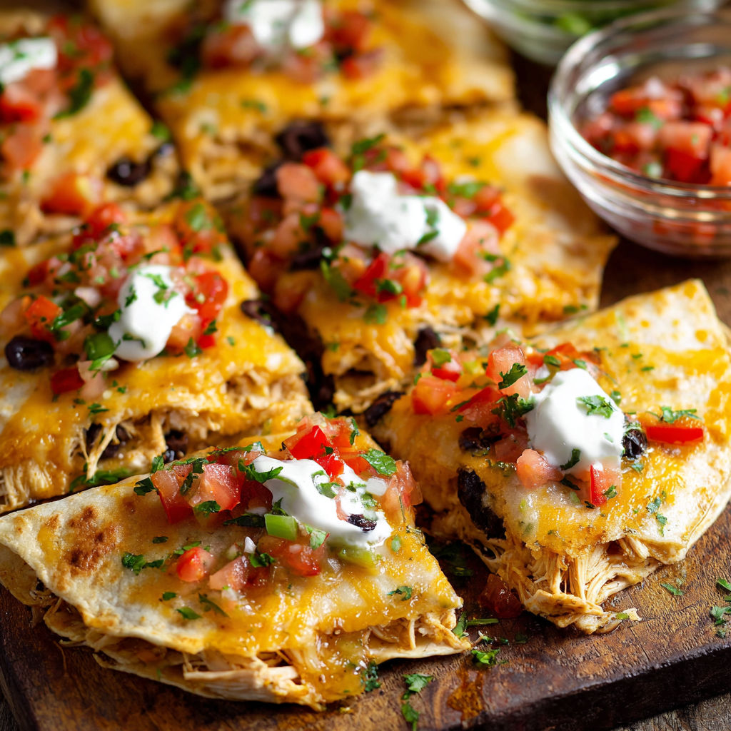 A delicious Sheet Pan Quesadilla is ready to be enjoyed.